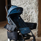 Bumprider Connect Sidebag and Sidepack Black/Brown on Blue Stroller