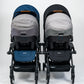 Two car seats on Bumprider Connect 3 with adapters
